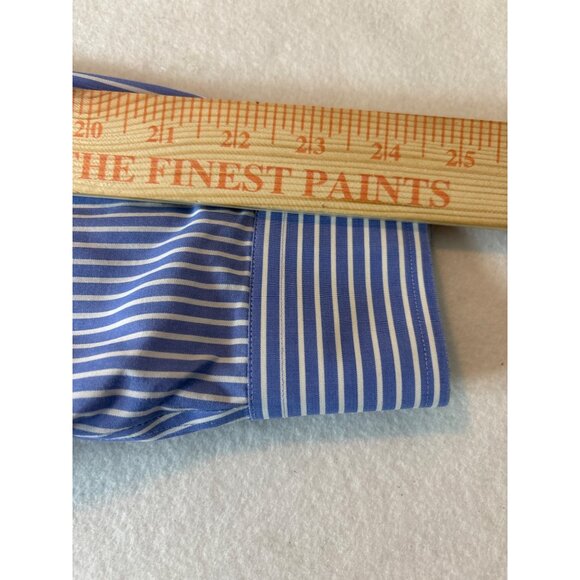 Brooks Brothers Mens Non-Iron Slim Fit Dress Shirt 16.5/34 Blue & White Striped - Picture 7 of 11